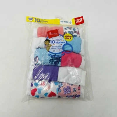 Hanes Toddler Girls Size 2T/3T 10 Pack Tagless Hipster Briefs Underwear 2081 - Image 1 of 4