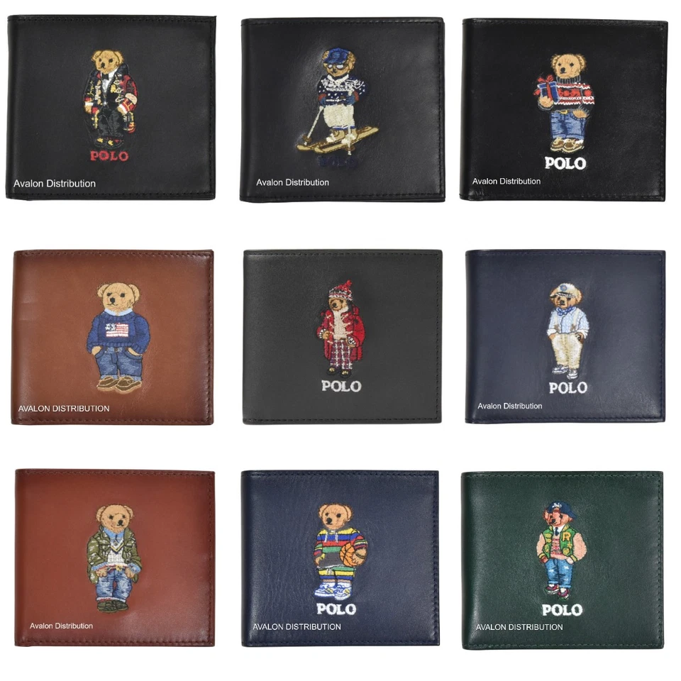 Polo Ralph Lauren Cuero Colegial Preppy Vacaciones Oso Doble Cartera Nuevo con Caja Foto 1 de 1