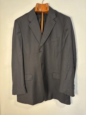 Daniel Cremieux Loro Piana 130’s 46R  W37x30(cuffed) Gray Stripe 2 Piece Suit - Image 1 of 4
