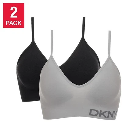DKNY Ladies' Seamless Bralette 2-Pack Bra (Black/Gray, Small) - Image 1 of 4