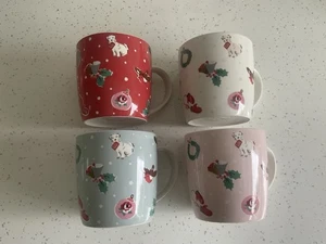 Cath Kidston Mugs, Set Of 4, Christmas Themed - Picture 1 of 4