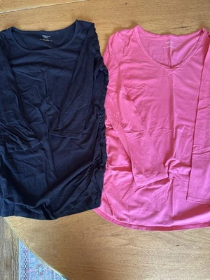 Motherhood Womens Maternity Long Sleeve T-Shirt Black & Pink Large Pre-owned. - Image 1 of 4