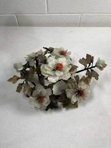 Vintage Chinese Carved Jade, Stone & Coral Flowers & Leaves Center Piece - Picture 1 of 7