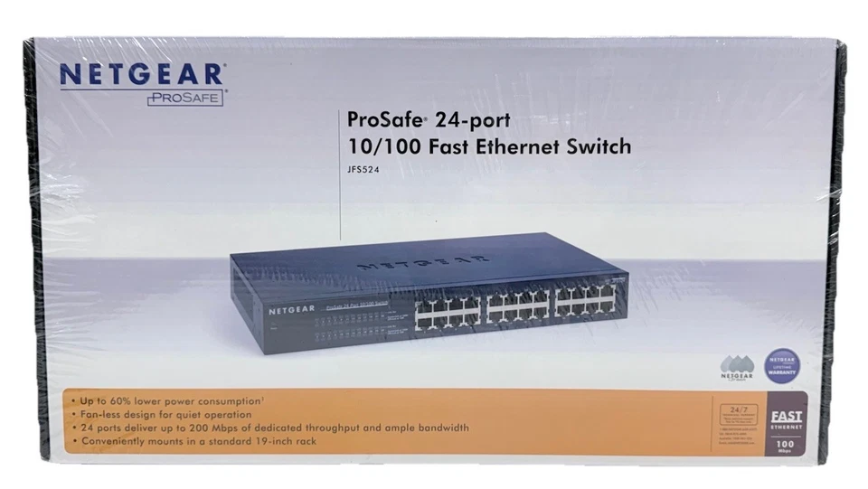 Netgear ProSafe JFS524 24 Port 10/100Mbps Ethernet Switch - New Sealed - Image 1 of 4
