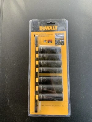DEWALT 7-PC 1/2" DRIVE 6-PT METRIC DEEP IMPACT SOCKET SET # DWMT744490SP - Image 1 of 2
