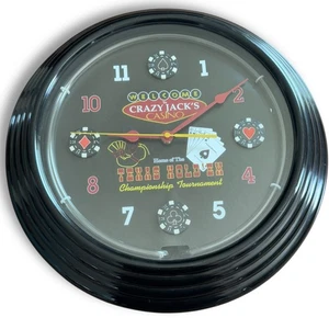 Orologio da parete Crazy Jack's Casino Texas Hold'em Poker 15" poker room uomo decorazione grotta - Foto 1 di 10