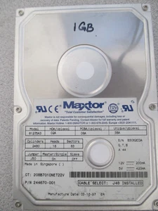Vintage Maxtor IDE 1GB HDD hard drive - Afbeelding 1 van 4