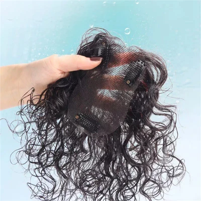 2.75"x4.3"Seamless Thin Light Lace Wavy 100% Human Hair Topper Clip in 25cm - Image 1 of 4