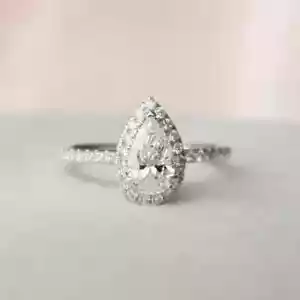 2 .Ct Pear Cut Simulated Diamond Women's Ring 14K White Gold Plated - Picture 1 of 5