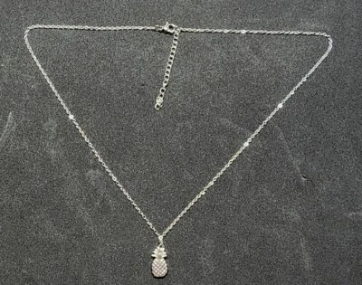 Swinger 18" pineapple necklace Silver Colored Hanging charm USA Shipping - Image 1 of 3