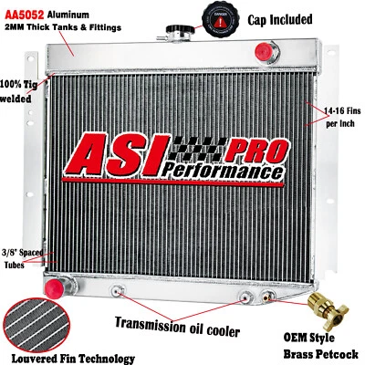 ASI 4Row Radiator for 1969-71 Dodge D100 D200 D300 W100 W200 W300 Pickup 6.3L V8 - Image 1 of 4