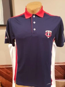 SWEET Minnesota Twins Men's Md Blue&Red Majestic TX3 Cool Base Polo Shirt, NWT! - Picture 1 of 5