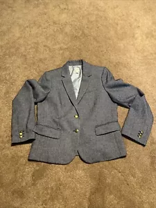 J.Crew $ 228 Fischgrätmuster Wollmischung Schuljungen Blazer Größe 10 blau weiß Damen - Bild 1 von 10