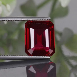 Lab-Created Emerald Cut Red Ruby Gemstone For Ring Making 9.00 Carat - Picture 1 of 4