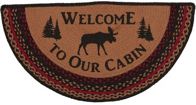 Braided Moose Hearth or Doorway Rug Eco-Friendly Half Circle 33" L Cumberland - Image 1 of 4