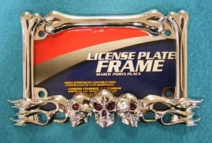 HOT FLAMED HARLEY SKULL NUMBER / LICENCE PLATE HOLDER softail dyna sportster - Picture 1 of 1