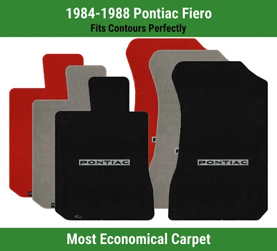 Alfombrillas delanteras Lloyd Velourtex para Pontiac Fiero '84-88 con Pontiac negro sobre plata Foto 1 de 4