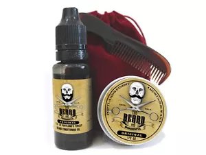 3pcs Beard Care Kit Beard Oil Moustache Wax Comb Mens Beard Grooming Original - Picture 1 of 12