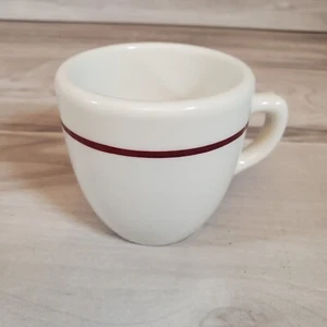 Vintage McNicol Porzellan Tasse weiß weinrot Streifen Kaffeebecher Restaurant Geschirr schwer - Bild 1 von 12