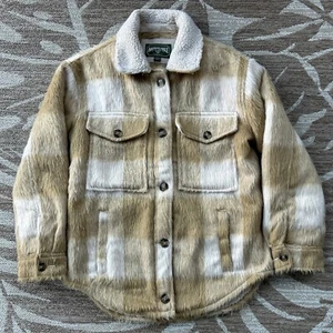 American Eagle AE Tartan Coat Women's XS Plaid Terry Fleece Sherpa Lined Jacket - Picture 1 of 8