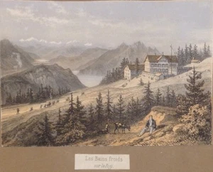 veduta Les Bains Froids Rigi Canton Lucerna Svizzera Deroy Muller  - Imagen 1 de 4
