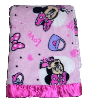 Disney Baby розовый Минни-Маус сладкий любовь сумочки туфли сердца одеяло атласная отделка - Изображение 1 из 3
