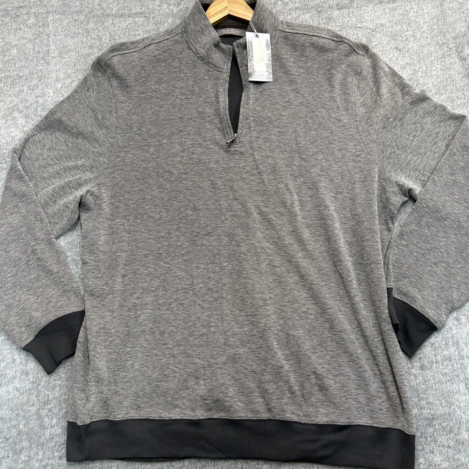 Daniel Cremieux Signature Mens 1/4 Zip Sweater 2XL Gray Heather Wool Blend