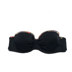 Victorias Secret Bikini Top 36B Black Flirt Bandeau Strapless Underwire - Picture 1 of 7
