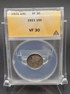 1921 Mercury Dime | ANACS VF30 - Picture 1 of 4