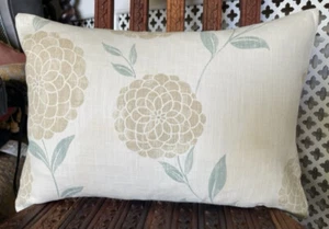DESIGNER LAURA ASHLEY FABRIC PILLOW CUSHION COVER LINEN 17X12" DUCK EGG DESIGN - Picture 1 of 6
