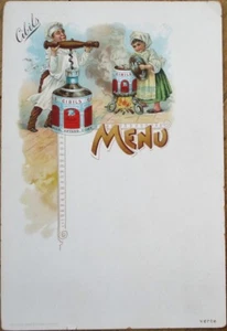 Cibils Bouillon 1890 French Advertising Menu, Chef, Giant Corkscrew, Color Litho - Picture 1 of 2