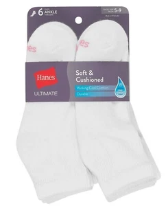 Hanes Ultimate Women's Ankle Socks 6-Pack - Picture 1 of 8