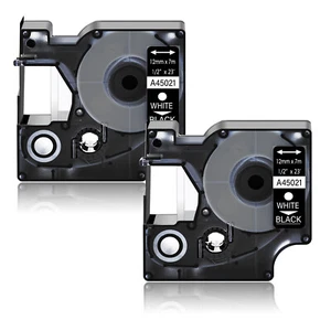 2x Schriftband kompatibel Dymo D1 45021 12mm Weiß auf Schwarz Labelmanager 160 - Bild 1 von 11