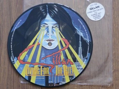 GILLAN -  LIVING FOR THE CITY  1982 7" PIC DISC     EX       DEEP PURPLE    ROCK - Image 1 of 2