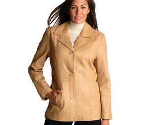 New Dialogue Tan Shade Washable & Dryable Leather Jacket (Size L) - Picture 1 of 12