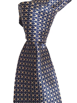 Gravata masculina ZYLOS 4 x 58 seda azul bronzeado estampa design geométrico gravata de escritório executiva - Imagem 1 de 4