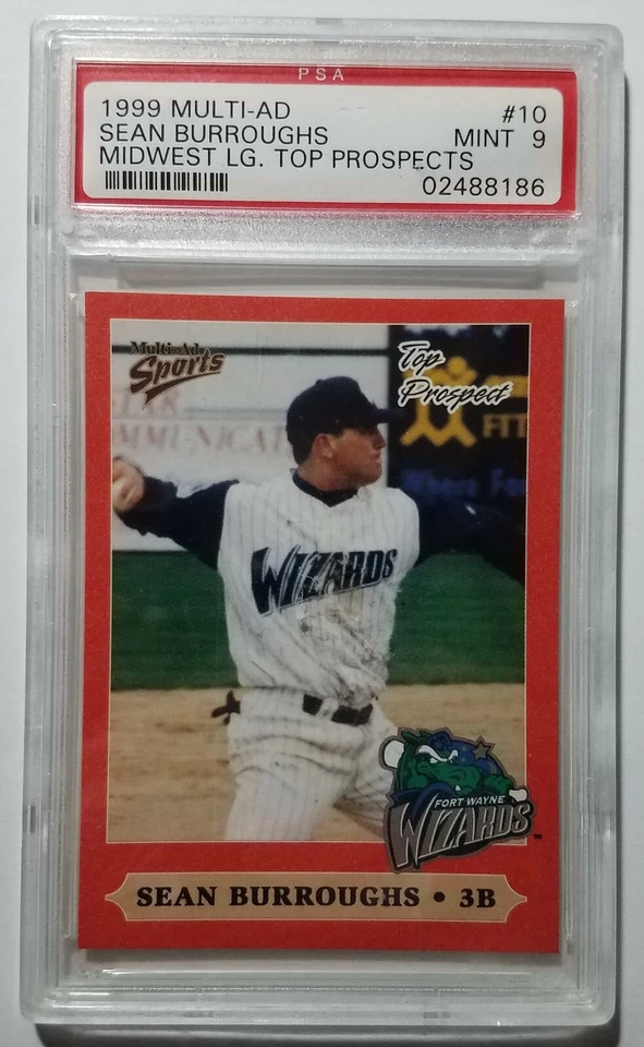 Sean Burroughs 1999 Multi-Ad Midwest League #10 PSA MINT 9 Wizards Padres - Image 1 of 2