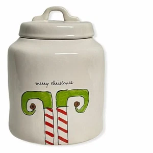 Rae Dunn MERRY CHRISTMAS ELF White Ceramic LL Canister With Black Letters - Picture 1 of 4