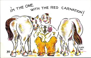 Humor I'm The One With The Red Carnation Postcard - Picture 1 of 2