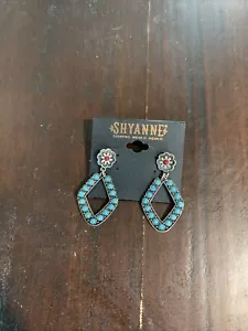 Shyanne Country Wear It Western Jewelry Silver Tone Turquoise Long Earrings - Picture 1 of 3
