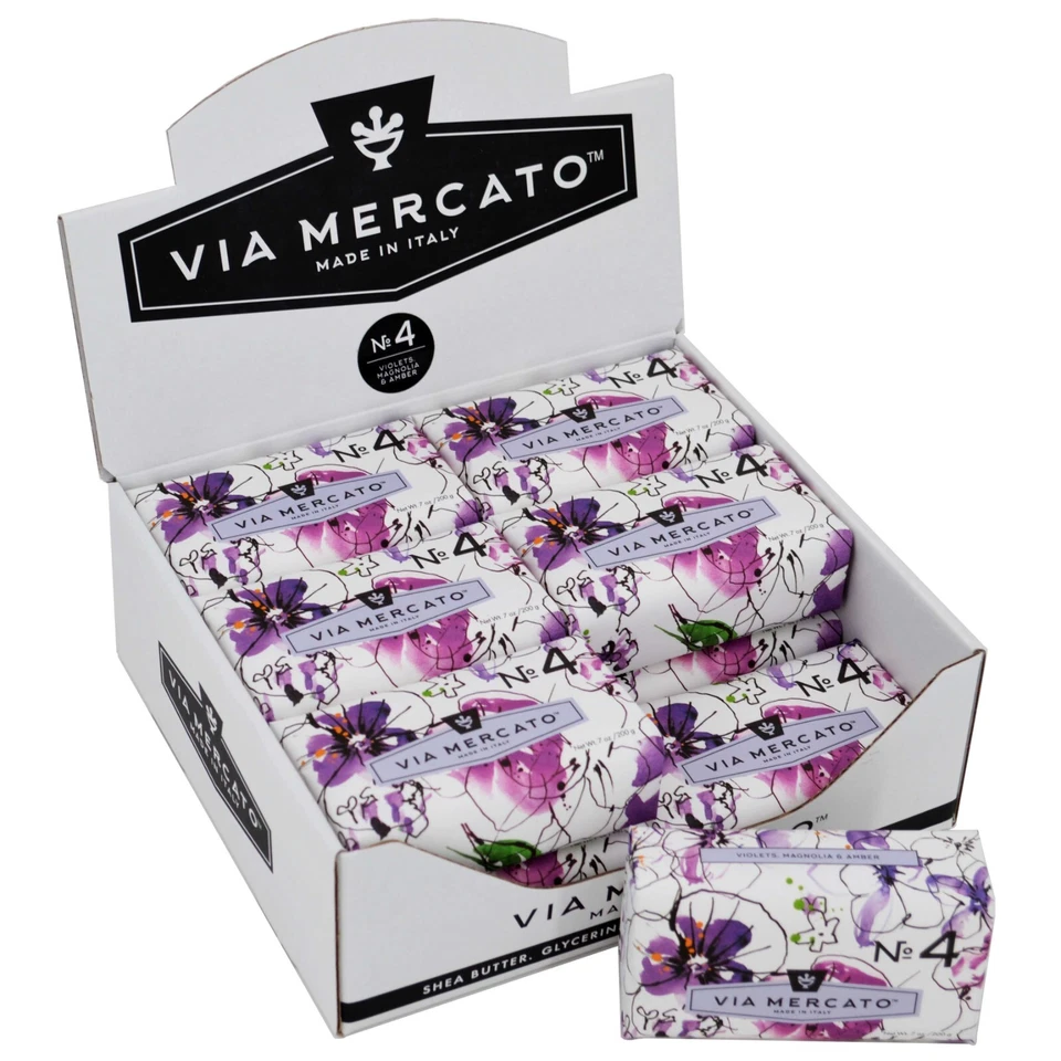 Via Mercato Italian Soap Bar 200 G No. 4 - Magnolia and Amber