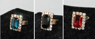 Ring Damen viereckiger Kristall Gold Strass  - Bild 1 von 4