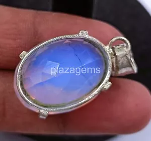 CIONDOLO OPALE NATURALE 65,00 CT TAGLIO OVALE ARGENTO 925 BICOLORE 5JJC - Foto 1 di 8