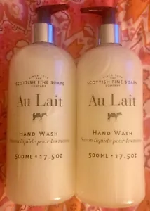 🌸🌸2 NEW SCOTTISH FINE SOAPS ORIGINAL AU LAIT HAND WASH 17.5 OZ  PUMP 🌸🌸 MILK - Picture 1 of 1