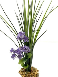 13" Green Spike Weed grass & ANY Color Flower combo 821C, Stone base, Realistic  - Picture 1 of 12