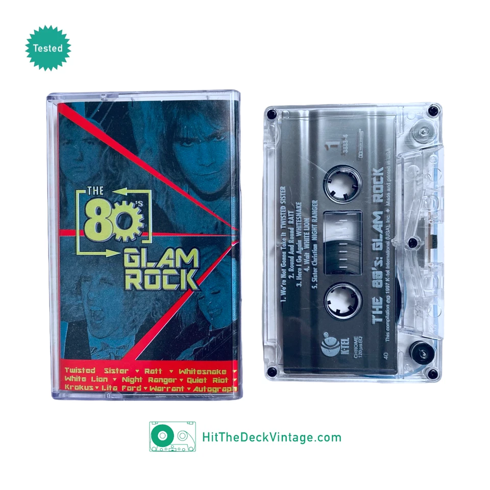 K-Tel 80's GLAM ROCK Compilation Cassette Tape (1997) Ratt Warrant Whitesnake - Image 1 of 2