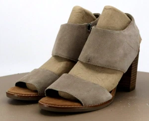 Tom's Women's Heeled Open Toe Sandals Size 8.5 Leather Tan - Picture 1 of 15