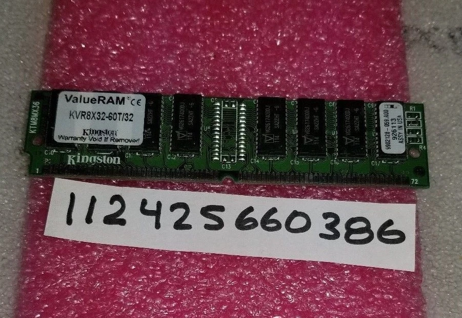 KINGSTON 32MB  8X32 FAST PAGE 4X4 2K 5V 72PIN NON NON-ECC ECC PARITY NON-PARITY  - Image 1 of 1