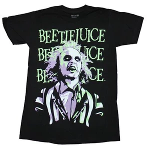 Beetlejuice Adult New T-Shirt - Pastel Colored Name Drop Smiling Portrait - Picture 1 of 1