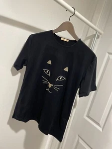 NWT Charlotte Olympia Kitty T-shirt S Black - Picture 1 of 17